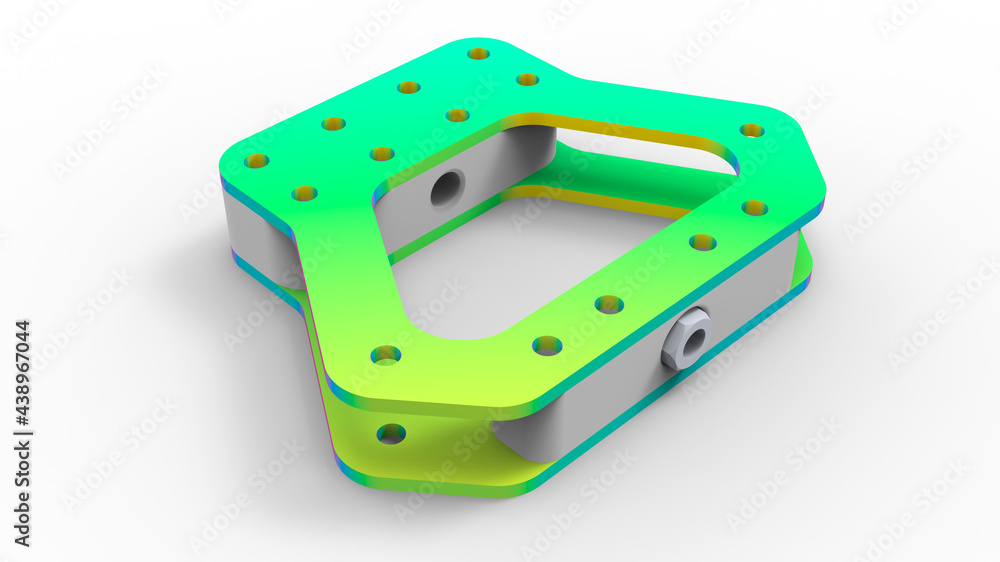 3D rendering - FEA analysis of a mechanical bracket 3D rendering - FEA analysis of a mechanical bracket