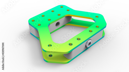 3D rendering - FEA analysis of a mechanical bracket