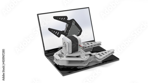 3D rendering - design a gripper on a laptop