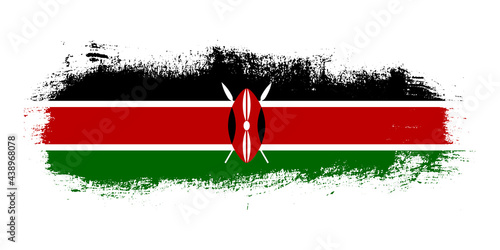 Stain brush stroke flag of Kenya country with abstract banner concept background