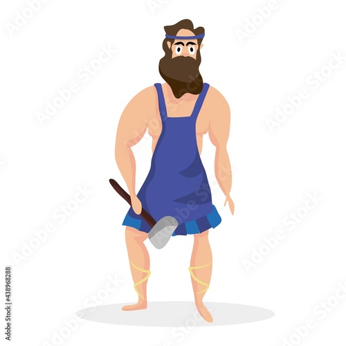 Ancient Greek god of fire, craft, construction. Hephaestus. The mythological deities of Olympia. Vector illustration of the character of Ancient Greece. Isolated Hephaestus on a white background. photo