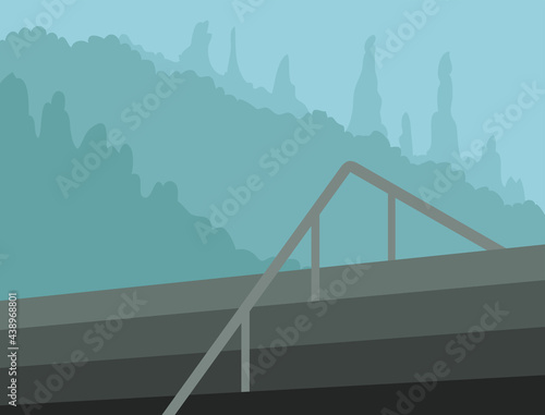 Photography Steps Background Illustration with mountain trees