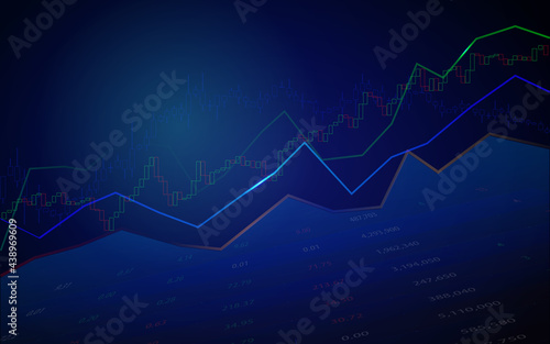 Investment growth concept with price of stock on stock or forex market graph background: Candle stick graph chart of stock market investment.