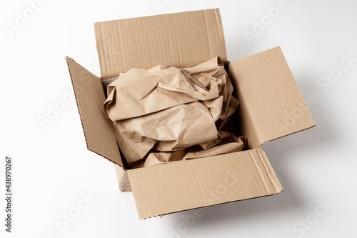 Wrapping paper in an open cardboard box