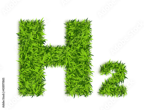 Green Grass Numbers H2 Isolated on White Background