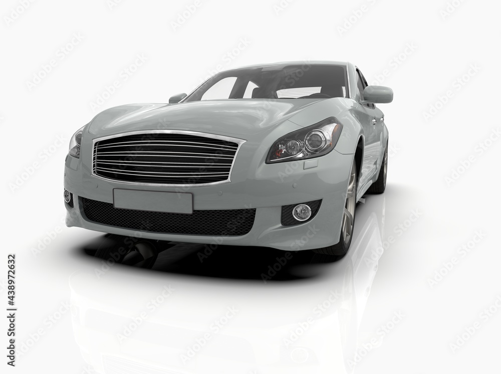 Generic and Brandless Car Isolated on White 3d Illustration