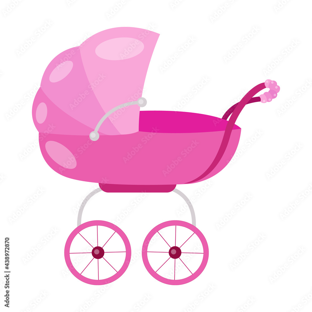 Vector illustration of a baby stroller for a girl Vector illustration of a baby stroller for a girl