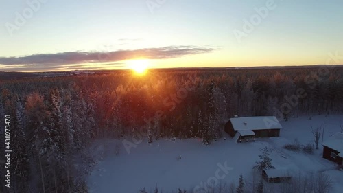 Rural landscape in Swedish Lapland at Sunset