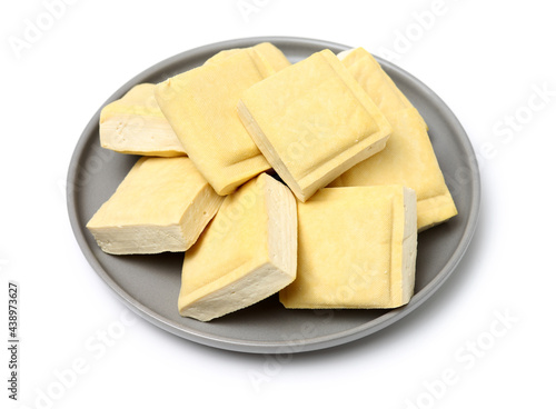 Tofu on a white background
