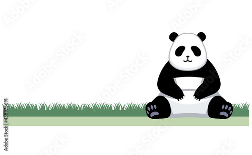 パンダと草地のイラスト素材