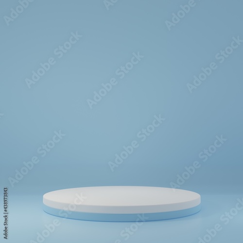 White Product Stand in blue room  Studio Scene For Product  minimal design 3D rendering  