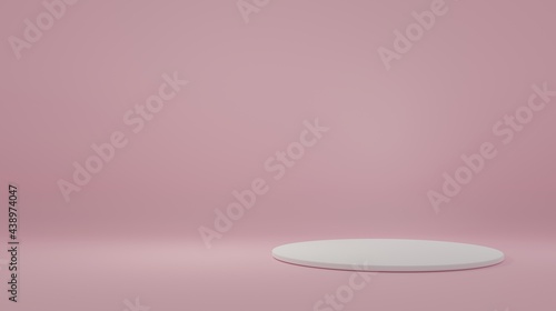 white Product Stand in pink room  Studio Scene For Product  minimal design 3D rendering 