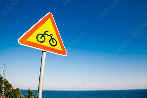 Obraz na płótnie Bicycle signs and sea at Yeongdeok Sunrise Park in Yeongdeok, Korea w salonie