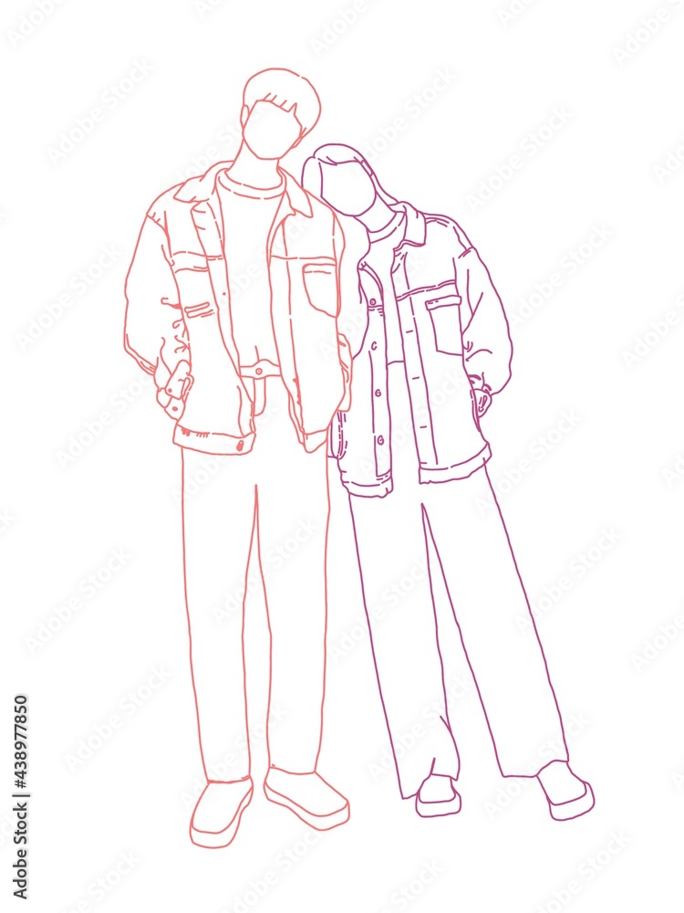 Freehand sketch couple lover , lover ideas concept on isolated background.