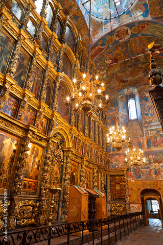 Interior of the Church of Elijah the Prophet with an iconostasis  a monument of the 17th century. Yaroslavl  Russia