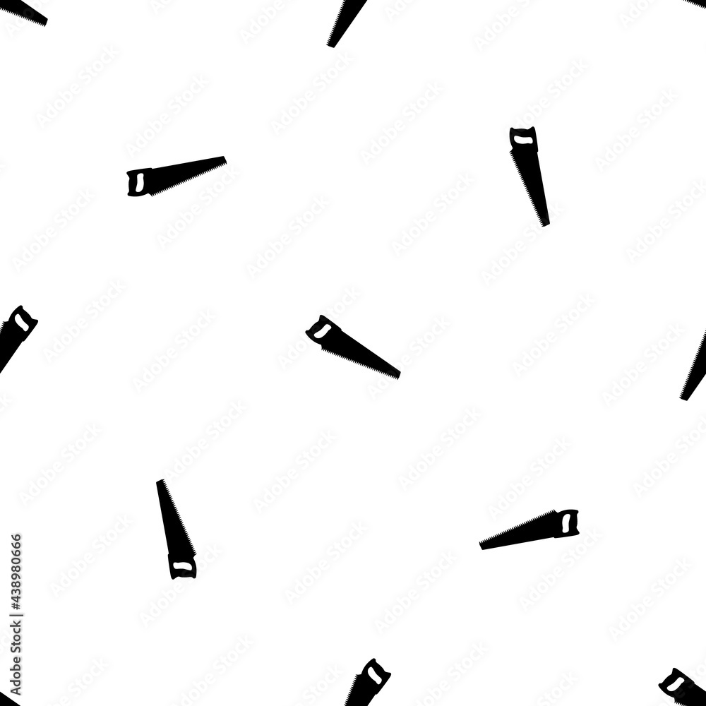 Seamless pattern of repeated black hand saw symbols. Elements are evenly spaced and some are rotated. Vector illustration on white background Seamless pattern of repeated black hand saw symbols. Elements are evenly spaced and some are rotated. Vector illustration on white background