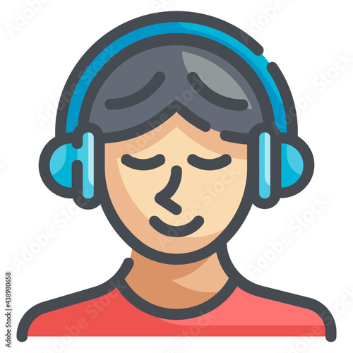 Listening music icon of Daily routine set