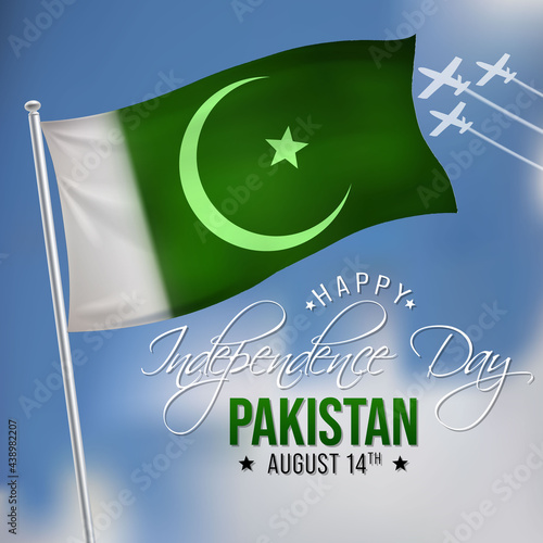 Pakistan Independence day is observed every year on August 14, It marks the anniversary of the partition of the subcontinent into two countries, India and Pakistan. Vector illustration