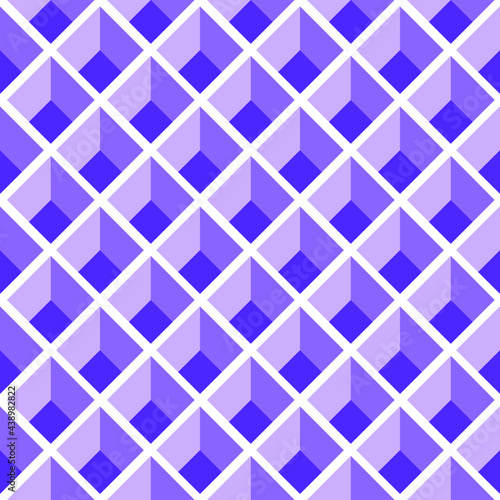 Geometric seamless pattern with square diamond shapes. Repeating 3d background. 