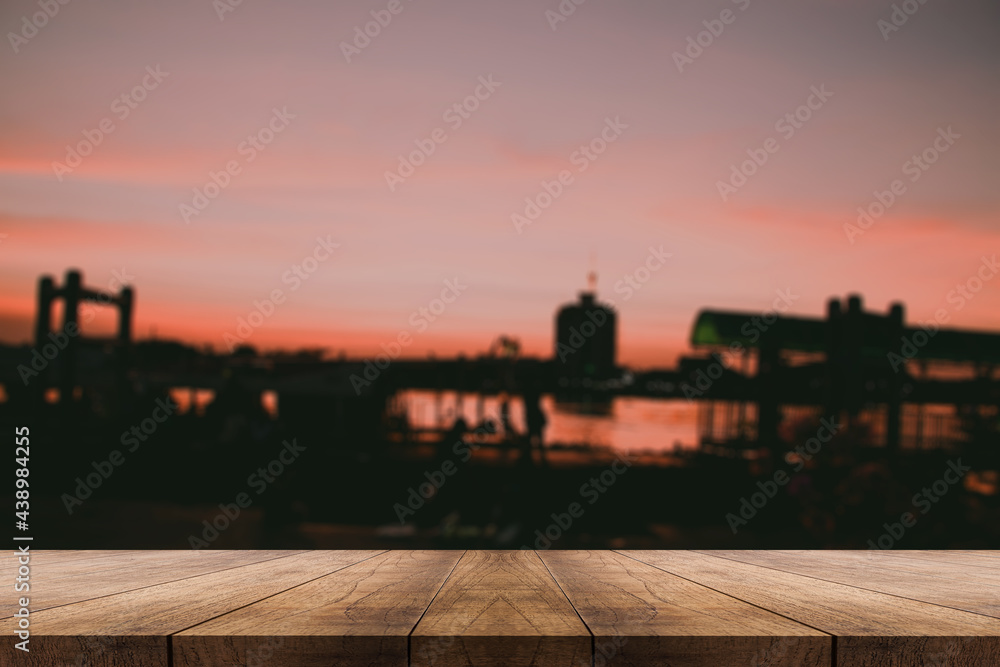 3D rendering, wooden top table on isolate blurred background