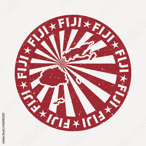 Fiji stamp. Travel red rubber stamp with the map of country, vector illustration. Can be used as insignia, logotype, label, sticker or badge of Fiji.