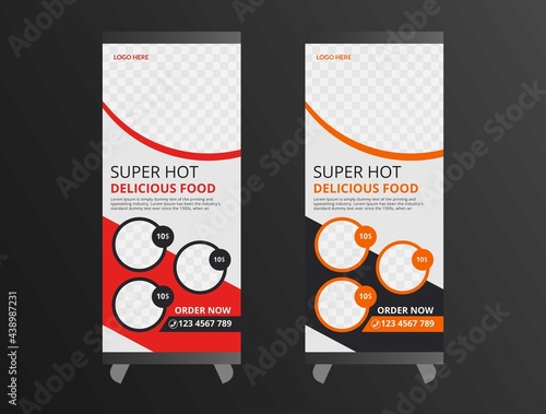 Restaurant food roll up banner design