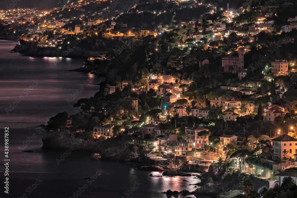 Ligurian coast view at night