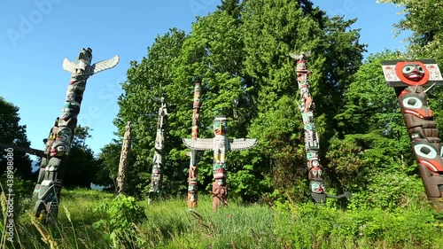 Stanley Park First Nations Totem Poles Vancouver Canada photo