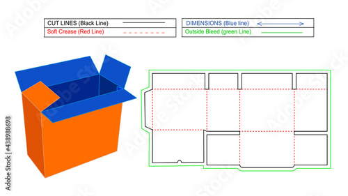 Corrugated shipping box, cardboard shipping box and custom box and 3d render with dieline tamplate. editable and changeable