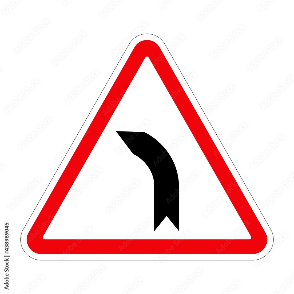 Traffic sign BEND TO LEFT on white background, illustration Traffic sign BEND TO LEFT on white background, illustration