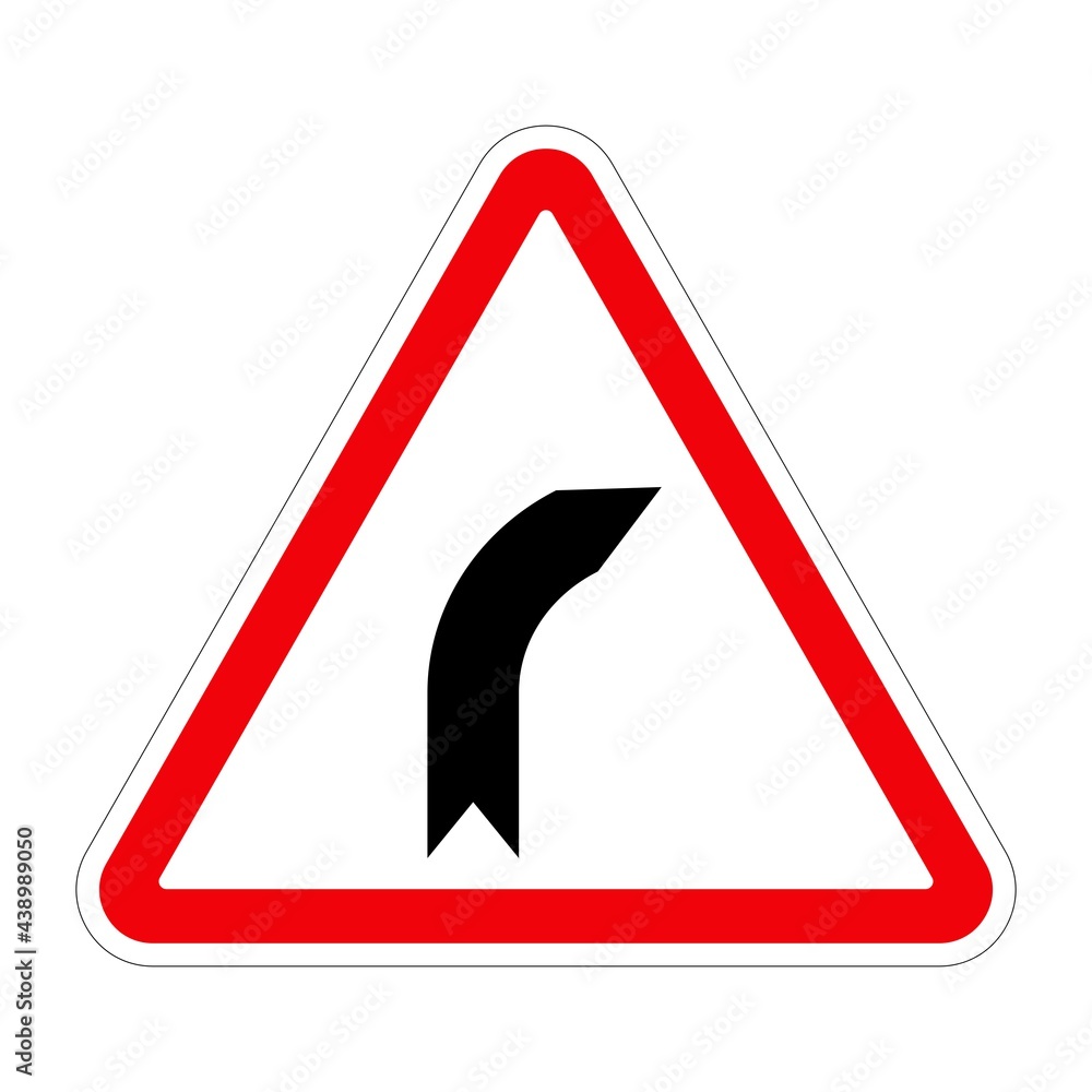 Traffic sign BEND TO RIGHT on white background, illustration Traffic sign BEND TO RIGHT on white background, illustration