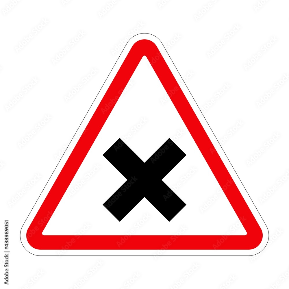 Fototapeta premium Traffic sign CROSSROAD on white background, illustration