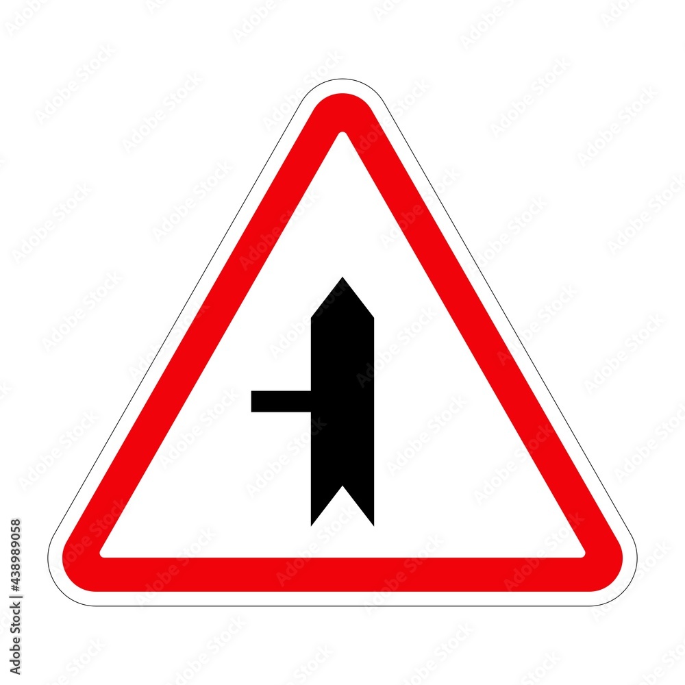 Traffic sign LEFT JUNCTION on white background, illustration Traffic sign LEFT JUNCTION on white background, illustration