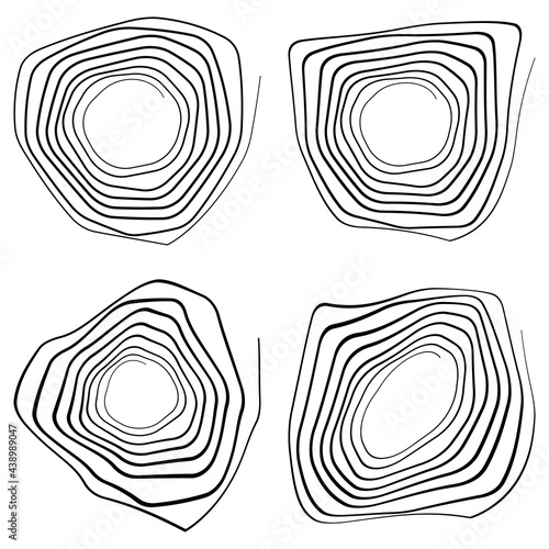 Four spirals set. Twisted coil shapes in vector.