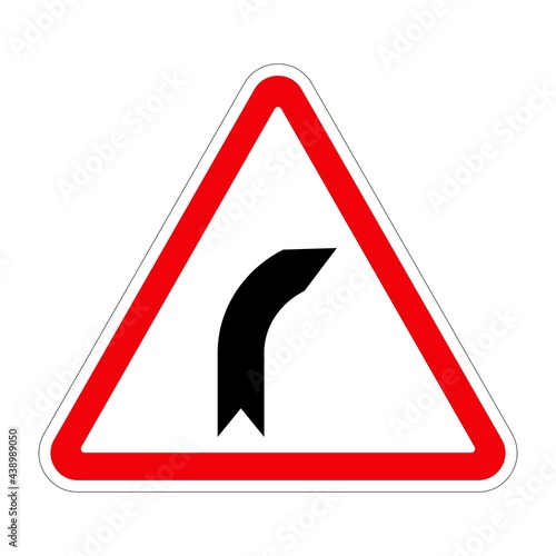 Traffic sign BEND TO RIGHT on white background, illustration