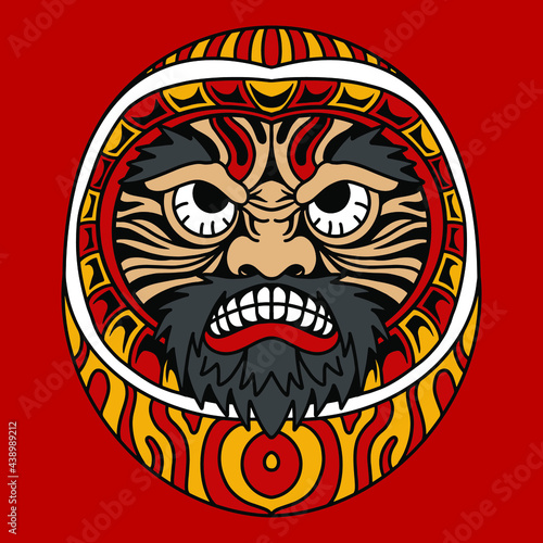 daruma japanese mythology icon character vector art illustration
