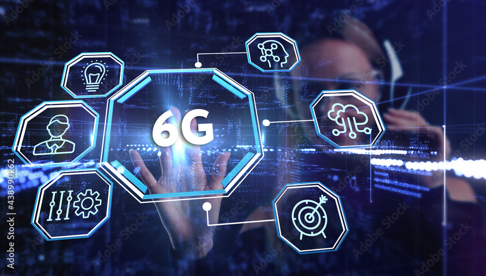 The concept of 6G network, high-speed mobile Internet, new generation networks. Business, modern technology, internet and networking concept. The concept of 6G network, high-speed mobile Internet, new generation networks. Business, modern technology, internet and networking concept.