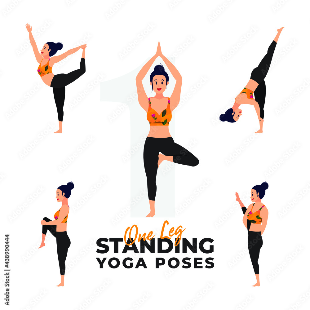 Set of yoga standing yoga poses vector illustration