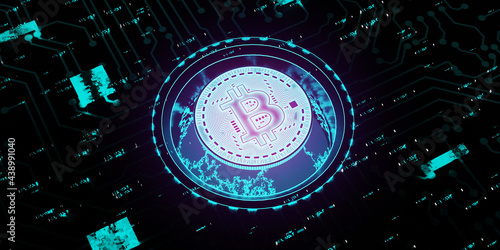 digital lighting concept bitcoin. 3d rendering.
Block chain, digital code chain. 