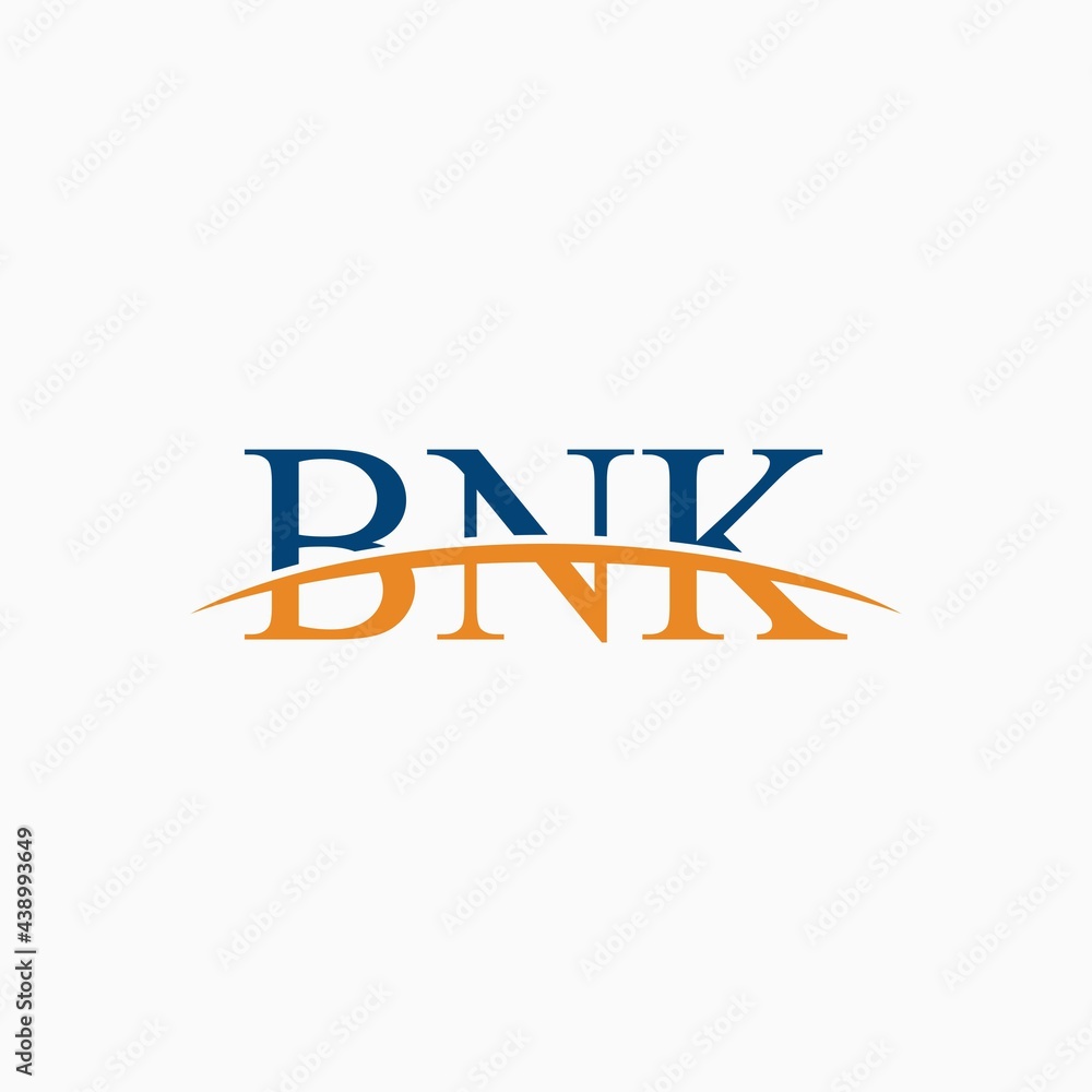 BNK initial overlapping movement swoosh horizon, logo design inspiration company