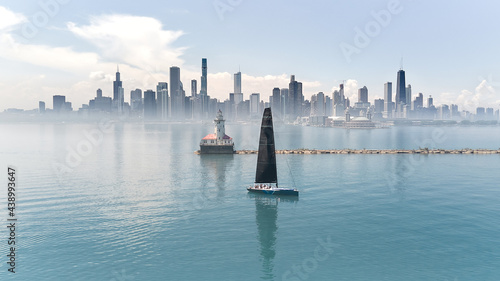 Chicago Lakefront Skyline Drone Lake Michigan 