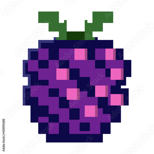 Blackberry. Pixel icons of fruits and berries. Vector on a white background