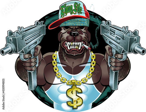 gangster dog with machine pistols and attitude