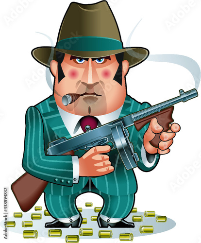 retro style gangster with tommy gun
