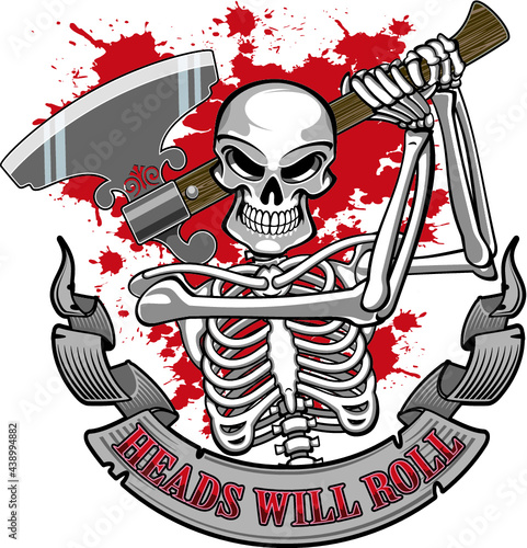 human skeleton holding executioner axe