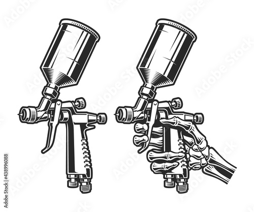 A black and white vector illustration of a spray gun