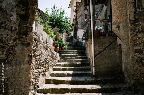 Castellabate, Salerno, Italy. Country lane with stairs photo