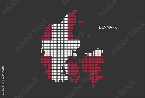 Denmark map design flag Denmark square, black background.