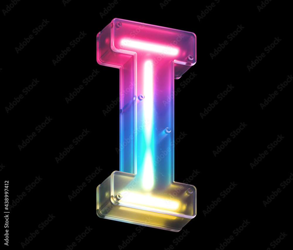 Glowing neon under matte glass. Font. Letter I. Glowing neon under matte glass. Font. Letter I.