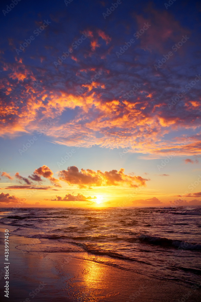 sunset on caribbean beach